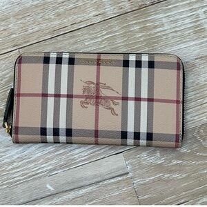 Burberry Beige and Red Checkered Wallet